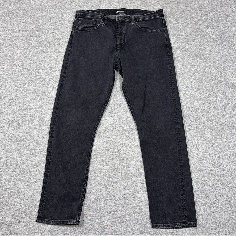 Revtown Jeans Mens Size 34x30 Black Decade Denim Taper Stretch 5-Pocket